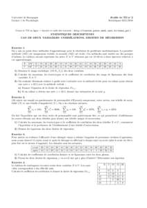 Feuille de TD n◦ 2 StatistiquesUniversit´e de Bourgogne Licence 1 de Psychologie