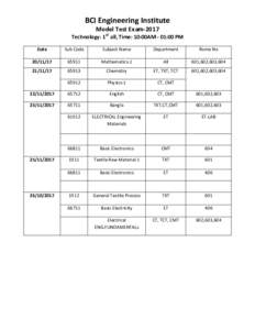 BCI Engineering Institute Model Test Exam-2017 Technology: 1ST all, Time: 10:00AM - 01:00 PM Date  Sub Code