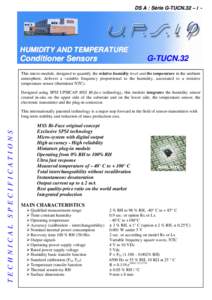 DS A : Série G-TUCN.32 – 1 -  HUMIDITY AND TEMPERATURE Conditioner S ensorrs