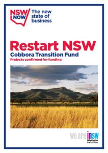 Restart NSW Cobbora Transition Fund Projects confirmed for funding  Driving economic