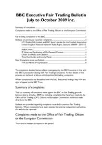 Fair Trading Bulletin July - October 2009