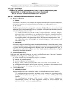 20 USC[removed]NB: This unofficial compilation of the U.S. Code is current as of Jan. 4, 2012 (see http://www.law.cornell.edu/uscode/uscprint.html). TITLE 20 - EDUCATION CHAPTER 28 - HIGHER EDUCATION RESOURCES AND STUDENT