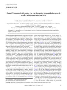 c Indian Academy of Sciences  RESEARCH NOTE  Quantifying genetic diversity: the starting point for population genetic