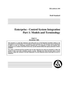 ISA-dS95Draft Standard Enterprise - Control System Integration Part 1: Models and Terminology