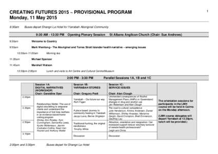 Preliminary Program 26th March 2015