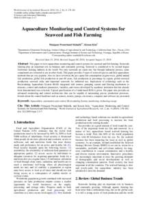 World Journal of Agricultural Research, 2014, Vol. 2, No. 4, [removed]Available online at http://pubs.sciepub.com/wjar/2/4/7 © Science and Education Publishing DOI:[removed]wjar[removed]Aquaculture Monitoring and Control 