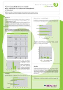 Psychosoziale Maßnahmen im Vorfeld einer ambulanten psychiatrischen Rehabilitation in Österreich Nina Pintzinger1, Vivian Kirnbauer1, christian Burger1, Rafael Rabenstein1, Gerda Reschauer1, Gerhard Lenz1, Alexandra Sc