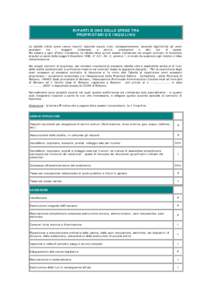 RIPARTIZIONE DELLE SPESE TRA PROPRIETARIO E INQUILINO La tabella indica come vanno ripartiti secondo equità (non, necessariamente, secondo legittimità) gli oneri accessori tra i