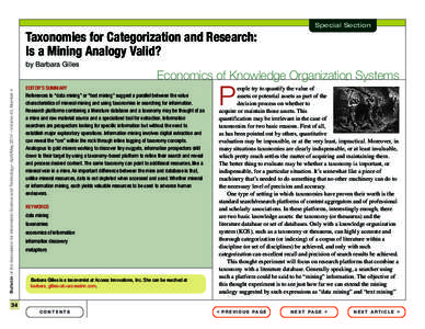 Special Section  Taxonomies for Categorization and Research: Is a Mining Analogy Valid? by Barbara Gilles