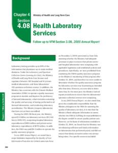 Chapter 4 Section Ministry of Health and Long-Term Care[removed]Health Laboratory