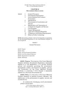 26 GAR - PUBLIC HEALTH & SOCIAL SERVICES DIV. 2 - GUAM MEMORIAL HOSPITAL CHAPTER 16 PROCUREMENT REGULATIONS Article