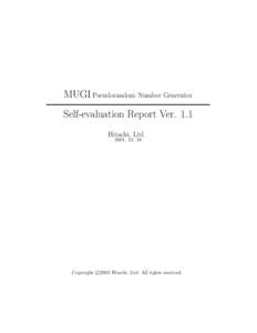 MUGI Pseudorandom Number Generator Self-evaluation Report Ver. 1.1 Hitachi, Ltdc