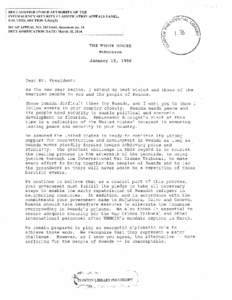 President Bill Clinton to President Pasteur Bizimungu, January 15, 1996