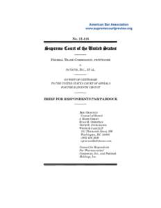 Case law / Federal Trade Commission / Festo Corp. v. Shoketsu Kinzoku Kogyo Kabushiki Co. / Brooke Group Ltd. v. Brown & Williamson Tobacco Corp. / United States patent law / United States antitrust law / Noerr-Pennington doctrine / Law