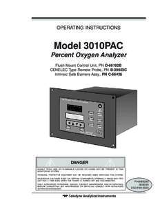 Oxygen Analyzer  OPERATING INSTRUCTIONS Model 3010PAC Percent Oxygen Analyzer