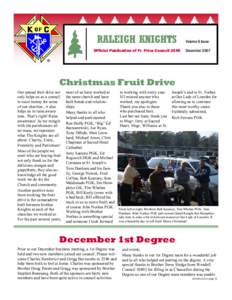 RALEIGH KNIGHTS  Volume 6 Issue Official Publication of Fr. Price Council 2546