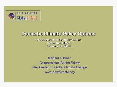 Domestic Climate Policy Options Alaska Forum on the Environment Anchorage, Alaska February 10, 2010  Michael Tubman