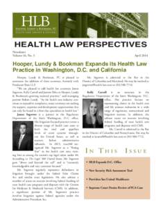 HEALTH LAW PERSPECTIVES  Newsletter Volume 16, No. 3  April 2014