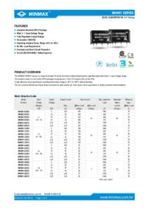 ®  MAW01 SERIES DC/DC CONVERTER 1W, SIP-Package  FEATURES