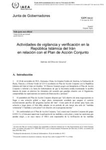 GOV[removed]Monitoring and Verification in the Islamic Republic of Iran in relation to the Joint Plan of Action - Spanish