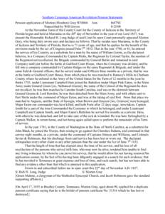 Southern Campaign American Revolution Pension Statements Pension application of Morton (Moulton) Gray W10066 Ann fn87NC Transcribed by Will Graves[removed]At the November Term of the County Court for the County of Jackso