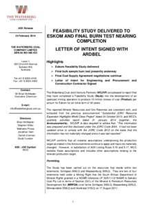 ASX Release 24 February 2014 THE WATERBERG COAL COMPANY LIMITED ABN[removed]