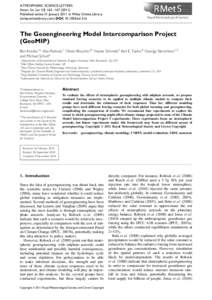 ATMOSPHERIC SCIENCE LETTERS Atmos. Sci. Let. 12: 162–[removed]Published online 31 January 2011 in Wiley Online Library (wileyonlinelibrary.com) DOI: [removed]asl.316  The Geoengineering Model Intercomparison Project