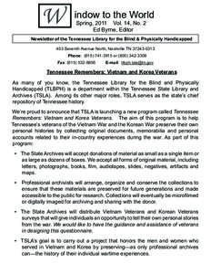 Tennessee / Blindness / Assistive technology / Tennessee State Library and Archives / National Federation of the Blind / National Library Service for the Blind and Physically Handicapped / Braille / Audiobook / Library / Disability / Library science / Accessibility