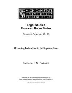 Legal Studies Research Paper Series Research Paper No[removed]Rebooting Indian Law in the Supreme Court