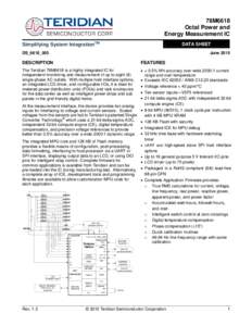 78M6618 Octal Power and Energy Measurement IC Simplifying System IntegrationTM  DATA SHEET