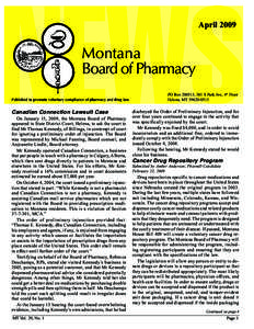 April[removed]Montana Board of Pharmacy PO Box[removed], 301 S Park Ave, 4th Floor Helena, MT[removed]