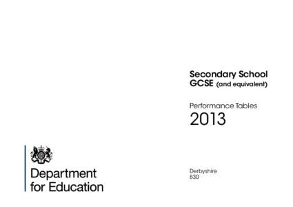 Secondary School GCSE (and equivalent) Performance Tables 2013 Derbyshire