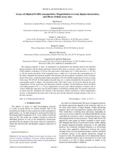 PHYSICAL REVIEW B 92, Arrays of elliptical Fe(001) nanoparticles: Magnetization reversal, dipolar interactions, and effects of finite array sizes Maj Hanson* Department of Applied Physics, Chalmers Univers