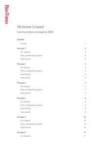 UN Global Compact Communication on progress 2008 Content Content Principle 1