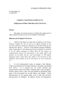 LC Paper No. CB[removed]For information on 15 April 2013 Legislative Council Panel on Public Service Employment of Ethnic Minorities in the Civil Service