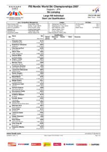 FIS Nordic World Ski Championships 2007 Sapporo / JPN Ski Jumping
