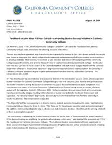 PRESS RELEASE  August 14, 2014 Contact: Paul Feist Office: [removed]