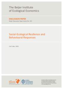 Earth / Resilience / Ecosystem management / C. S. Holling / Ecology / Ecosystem / Social vulnerability / Sustainability / Ecological economics / Environmental economics / Environment / Biology