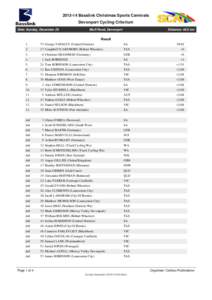 Basslink Christmas Sports Carnivals Devonport Cycling Criterium Date: Sunday, December 29 Bluff Road, Devonport