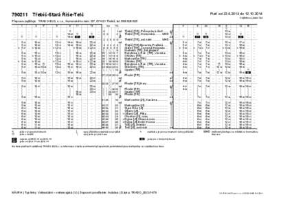 Platí od[removed]do[removed][removed]Třebíč-Stará Říše-Telč Objížďkový jízdní řád