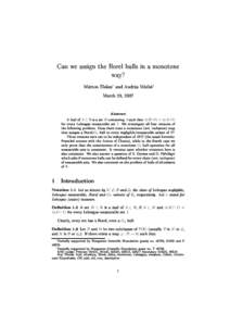 Can we assign the Borel hulls in a monotone way? Márton Elekes ∗