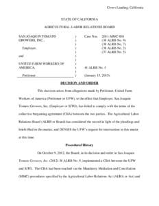 Labour relations / Arbitration / Collective rights / Labor / Business law / California Agricultural Labor Relations Act / Grievance / Unfair labor practice / Collective bargaining / Law / Private law / Human resource management