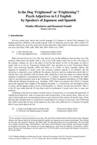Is the Dog ‘Frightened’ or ‘Frightening’? Psych Adjectives in L2 English by Speakers of Japanese and Spanish