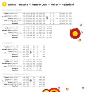 2 Burnley Hospital Marsden Cross Nelson Higherford MONDAYS to FRIDAYS Burnley Bus Station [Stand 1] Burnley General Hospital Marsden Cross Moorland Drive Nelson Bus Station arrive