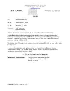 ADMINISTRATOR=S OFFICE 301 N. Main Street ~ Adrian, MI[removed]www.lenawee.mi.us Martin D. Marshall County Administrator