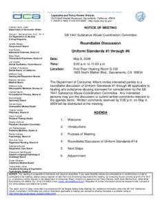 Legislative and Policy Review Division 1625 North Market Boulevard, Sacramento, California[removed]T[removed]F[removed] | http://www.dca.ca.gov/ Patricia Harris, Chair Department of Consumer Affairs