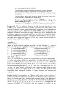 Biology / Genetics / Endocrine system / DNA / Peptide hormones / Neuroendocrinology / Biotechnology / Molecular biology / Growth-hormone-releasing hormone receptor / Growth hormonereleasing hormone / Growth hormone / Single-nucleotide polymorphism