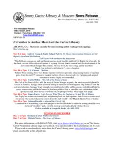 Jimmy Carter Library & Museum News Release