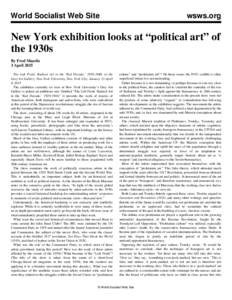 World Socialist Web Site  wsws.org New York exhibition looks at “political art” of the 1930s