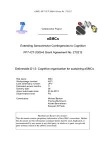 eSMCs FP7-ICTGrant NoCollaborative Project eSMCs Extending Sensorimotor Contingencies to Cognition